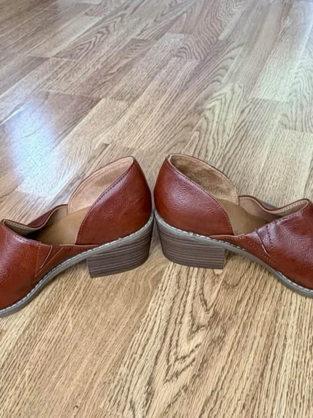 Size 9 Brown Cut-Out Slip-On Ankle Booties